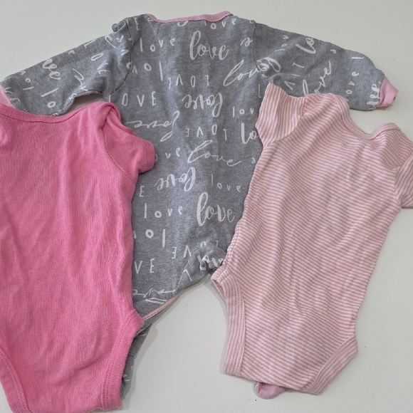 Gerber Baby Girl 3pc Bundle Onesies & Sleeper Pink Fox Love Gray Newborn Sleeper - Picture 8 of 8